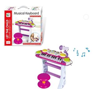 Дитячий синтезатор-піаніно на ніжках BB 335 D зі стільчиком і мікрофоном / 24 клавіші / Підсвічування 3Д звук