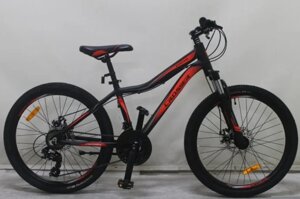 Велосипед спортивний гірський Crosser Stream 24 колеса 24 дюйма рама алюміній 14" чорно-червоний