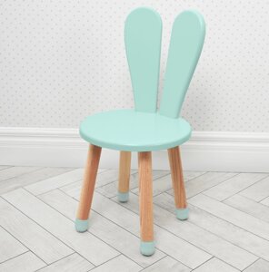 Дитячий стільчик з круглим сидінням Bambi 04-2B-ROUND "Зайчик" дерев'яний (МДФ) / колір бірюзовий**