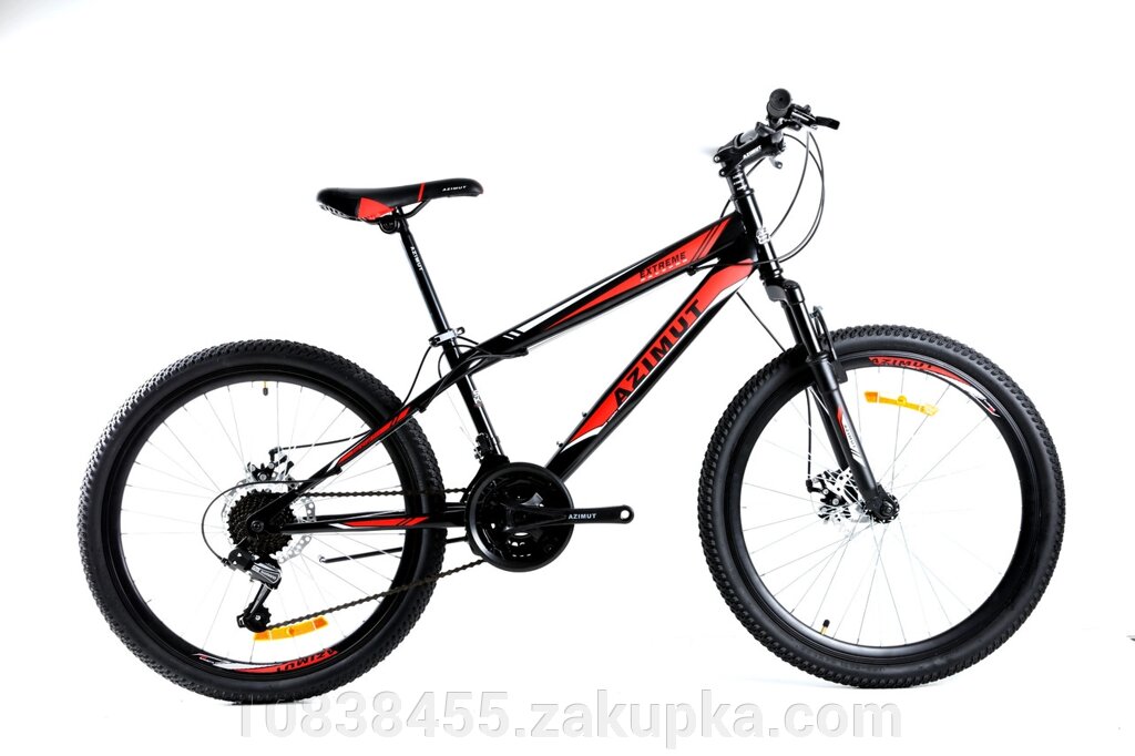 Підлітковий спортивний велосипед AZIMUT Extreme 24 дюйми GFRD чорно-червоний від компанії Мір товарів - фото 1