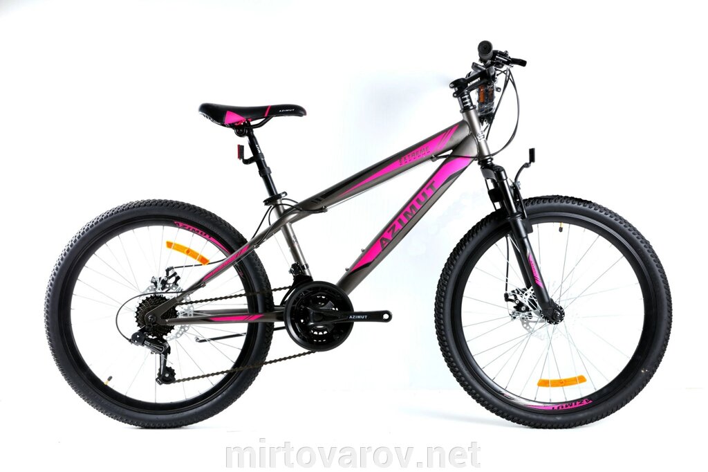 Підлітковий спортивний велосипед AZIMUT Extreme 24 дюйми GFRD сіро-рожевий від компанії Мір товарів - фото 1