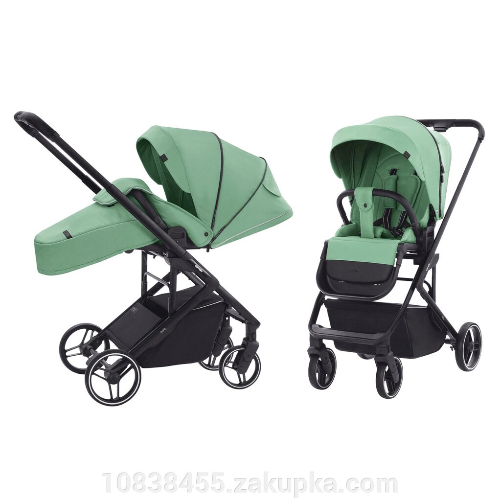 Прогулянкова дитяча коляска CARRELLO Alfa CRL-5508 Pear Green з чохлом на ніжки / зелена від компанії Мір товарів - фото 1