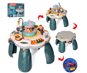 Розвиваючий дитячий ігровий центр 96200A ігровий столик із світловими і звуковими ефектами / колір синій