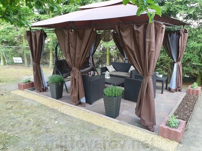Садовий павільйон Ibiza 3x4 м коричневий з москітною сіткою Garden Point від компанії Мір товарів - фото 1