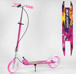 Самокат дитячий підлітковий двоколісний Best Scooter 67002 СКЛАДАНИЙ c ручним гальмом / рожевий Для дівчинки