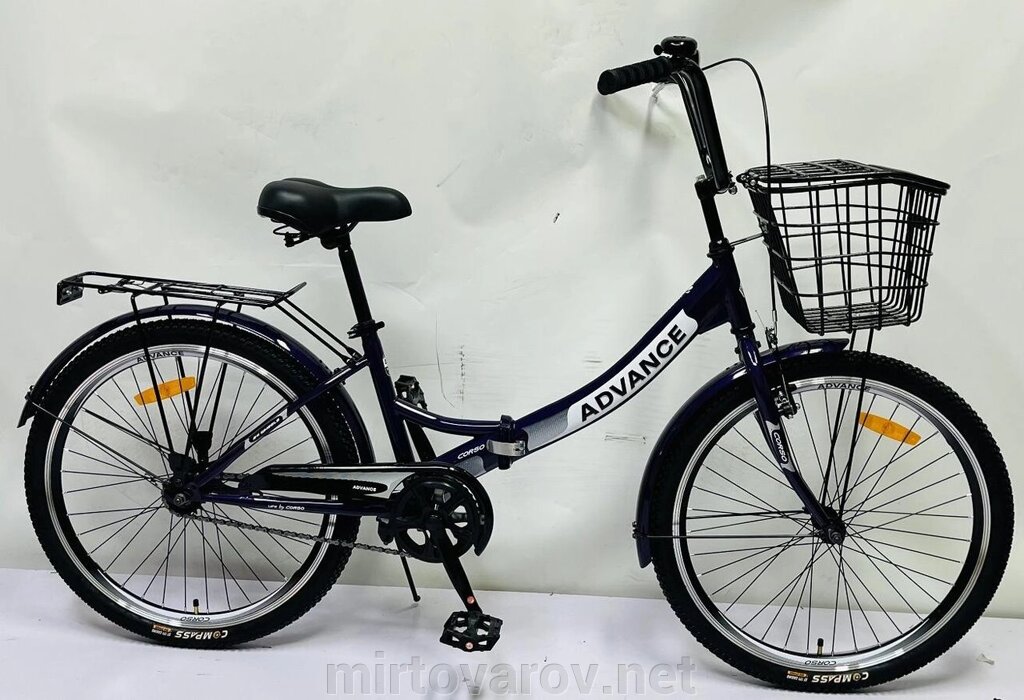 Складаний велосипед Corso 24 дюйми Advance AD-24198 одношвидкісний, складана рама, передній кошик / білий від компанії Мір товарів - фото 1