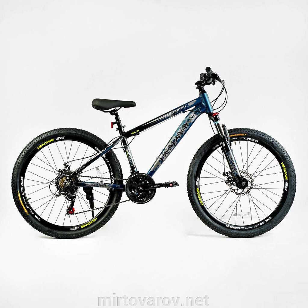 Спортивний алюмінієвий велосипед CORSO «HEADWAY» 26 дюймів HW-26088 обладнання Shimano 21 швидкість чорний від компанії Мір товарів - фото 1