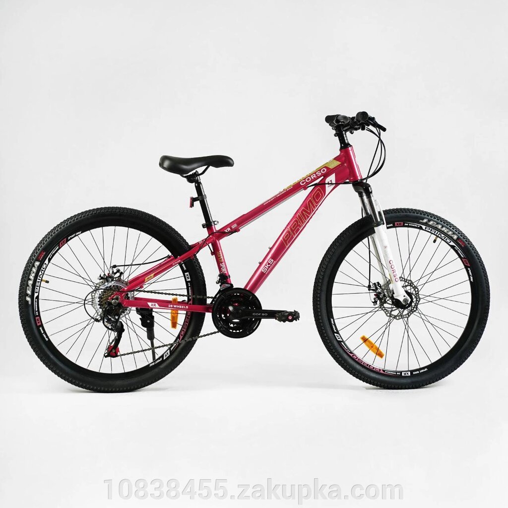 Спортивний алюмінієвий велосипед CORSO «PRIMO» 26 дюймів RM-26707 обладнання SAIGUAN 21 швидкість червоний від компанії Мір товарів - фото 1