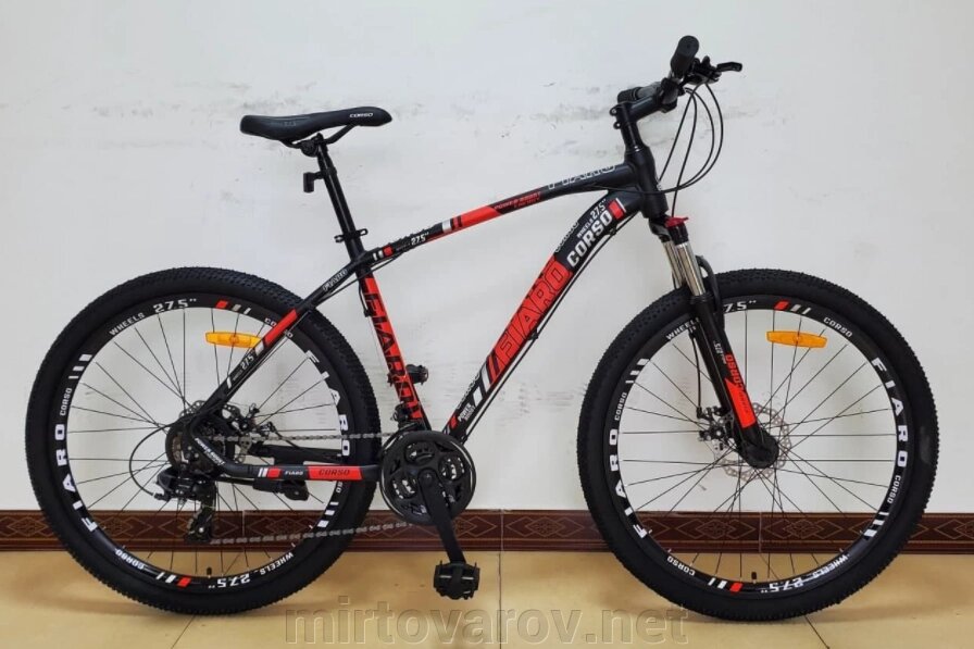 Спортивний алюмінієвий велосипед MTB Corso 13658 FIARO колеса 27.5 дюймів / Shimano 21 швидкість чорно-червоний від компанії Мір товарів - фото 1