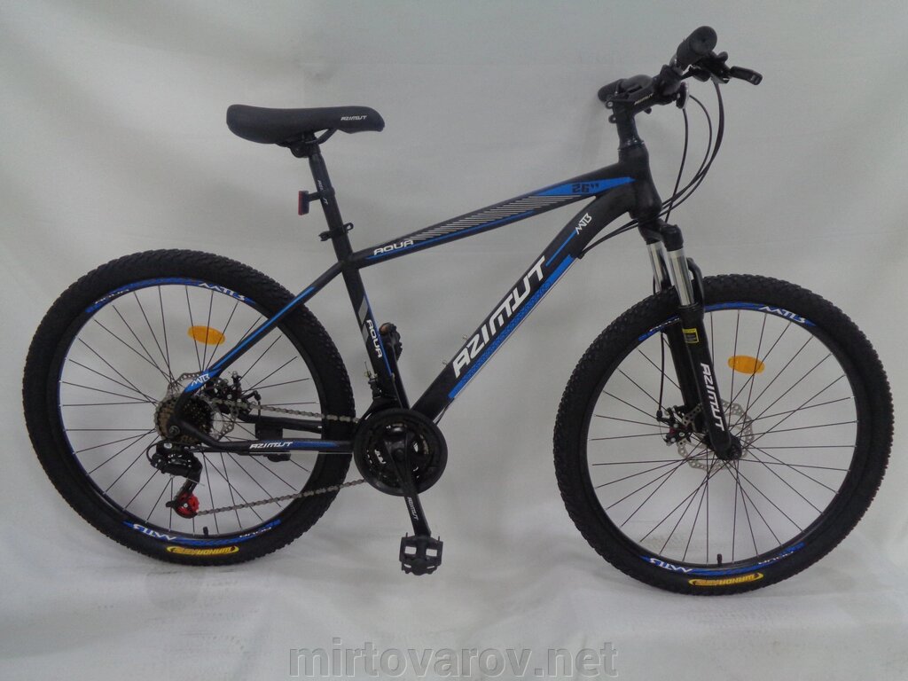 Спортивний гірський велосипед Azimut Aqua 24 дюйма GFRD чорно-синій від компанії Мір товарів - фото 1