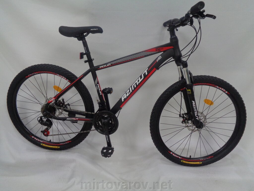 Спортивний гірський велосипед Azimut Aqua 24 дюйми GFRD чорно-червоний від компанії Мір товарів - фото 1