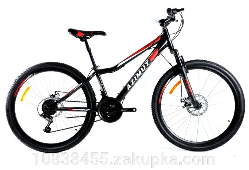 Спортивний гірський велосипед AZIMUT FOREST 24 дюйми GFRD чорно-червоний від компанії Мір товарів - фото 1