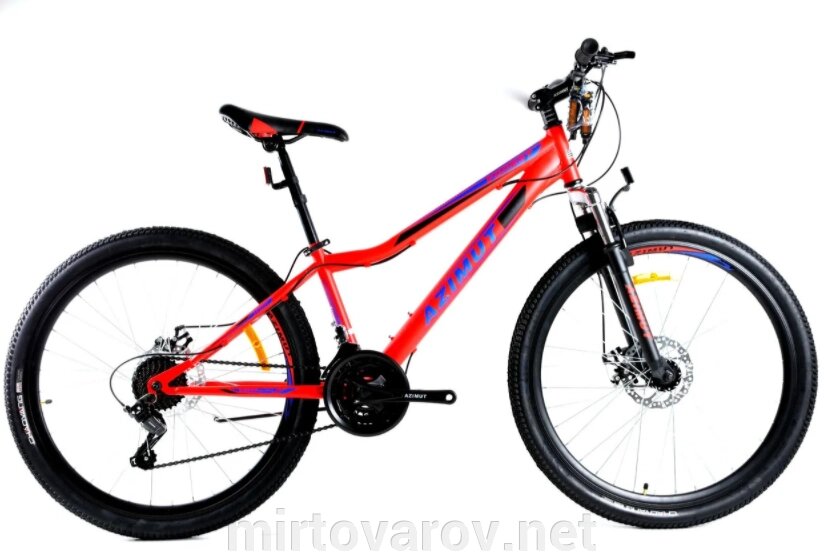 Спортивний гірський велосипед AZIMUT FOREST колеса 24 дюйми GFRD / дискові гальма / SHIMANO / червоний від компанії Мір товарів - фото 1