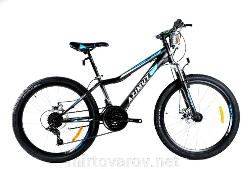 Спортивний гірський велосипед AZIMUT FOREST колеса 24 дюйми GFRD / дискові гальма / SHIMANO / чорно-синій від компанії Мір товарів - фото 1