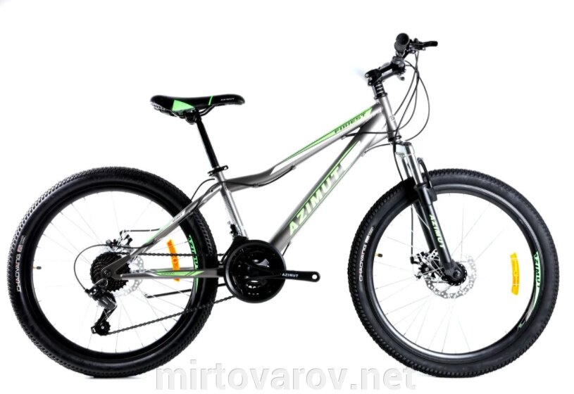 Спортивний гірський велосипед AZIMUT FOREST колеса 26 дюймів GFRD / дискові гальма / SHIMANO / сіро-зелений від компанії Мір товарів - фото 1