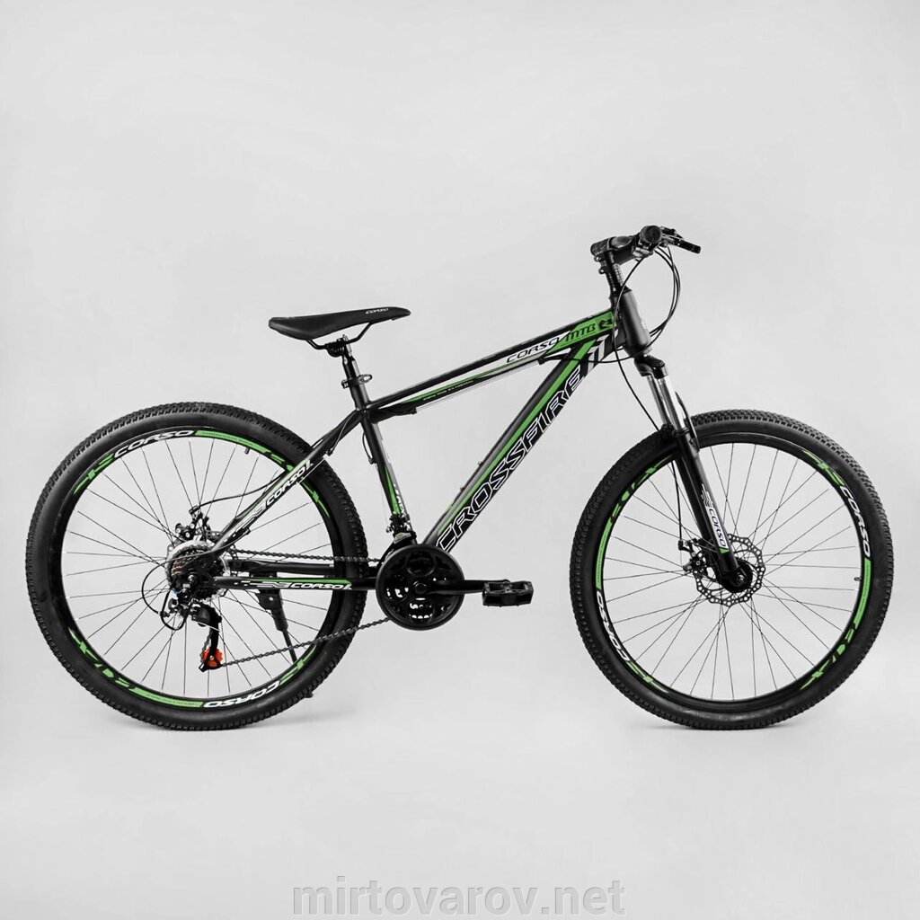Спортивний велосипед 27,5 дюймів Corso TK-27504 "Crossfire" рама сталь 15"/21 швидкість/зелений від компанії Мір товарів - фото 1