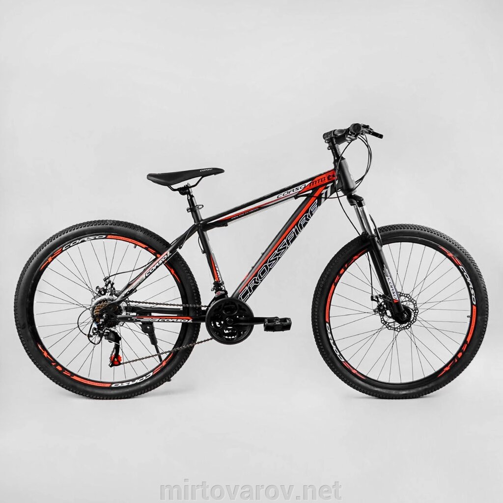 Спортивний велосипед 27,5 дюймів Corso TK-27515 "Crossfire" рама сталь 15"/21 швидкість/червоний від компанії Мір товарів - фото 1