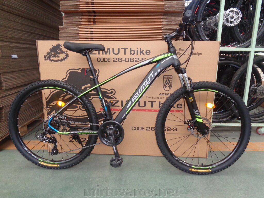 Спортивний велосипед Azimut NEVADA GFRD 24 дюйми чорно-зелений від компанії Мір товарів - фото 1