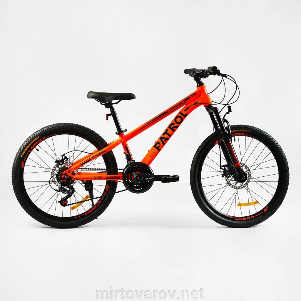 Спортивний велосипед Corso «Patrol» 24 дюйми PL-24511 обладнання SUNRUN, 21 швидкість, помаранчевий від компанії Мір товарів - фото 1