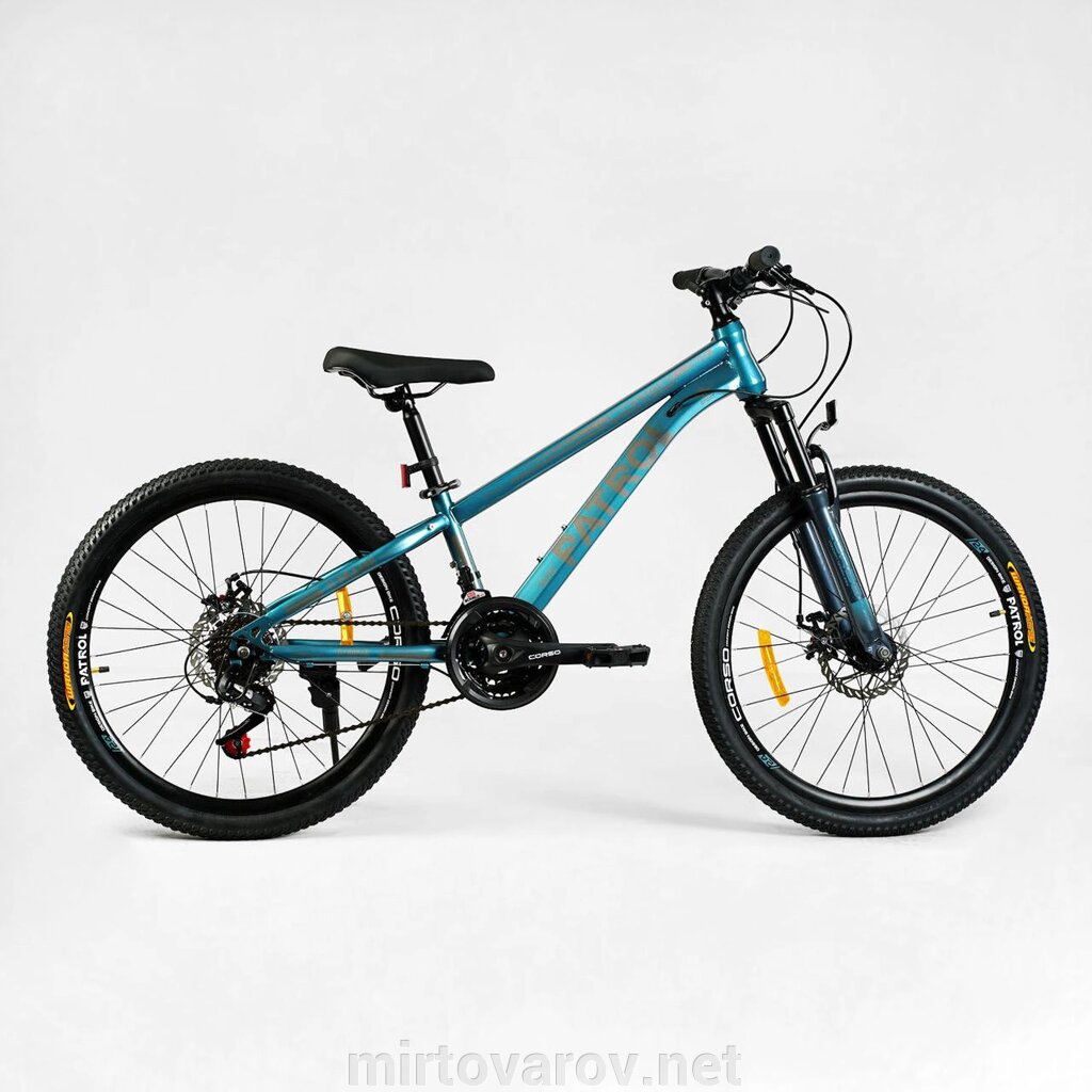 Спортивний велосипед Corso «Patrol» 24 дюйми PL-24660 обладнання SUNRUN, 21 швидкість, блакитний від компанії Мір товарів - фото 1