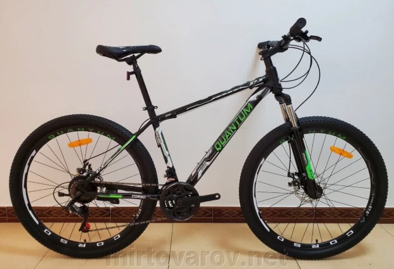 Спортивний велосипед Corso «QUANTUM» 31093 колеса 27,5 дюймів SunRun 21 швидкість чорно-салатовий від компанії Мір товарів - фото 1