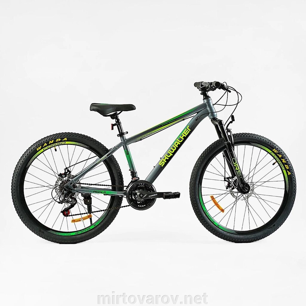 Спортивний велосипед Corso "Skywalker" 26 дюймів SW-26799 перемикачі SunRun, 21 швидкість зелений від компанії Мір товарів - фото 1