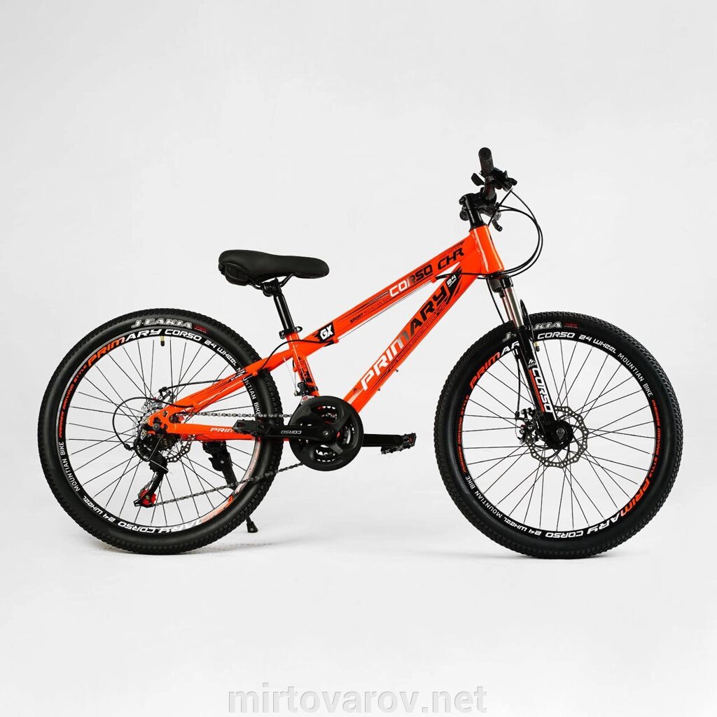 Спортивний велосипед «Primary» 24" дюйма PRM-24899 обладнання Saiguan, 21 швидкість, помаранчевий від компанії Мір товарів - фото 1