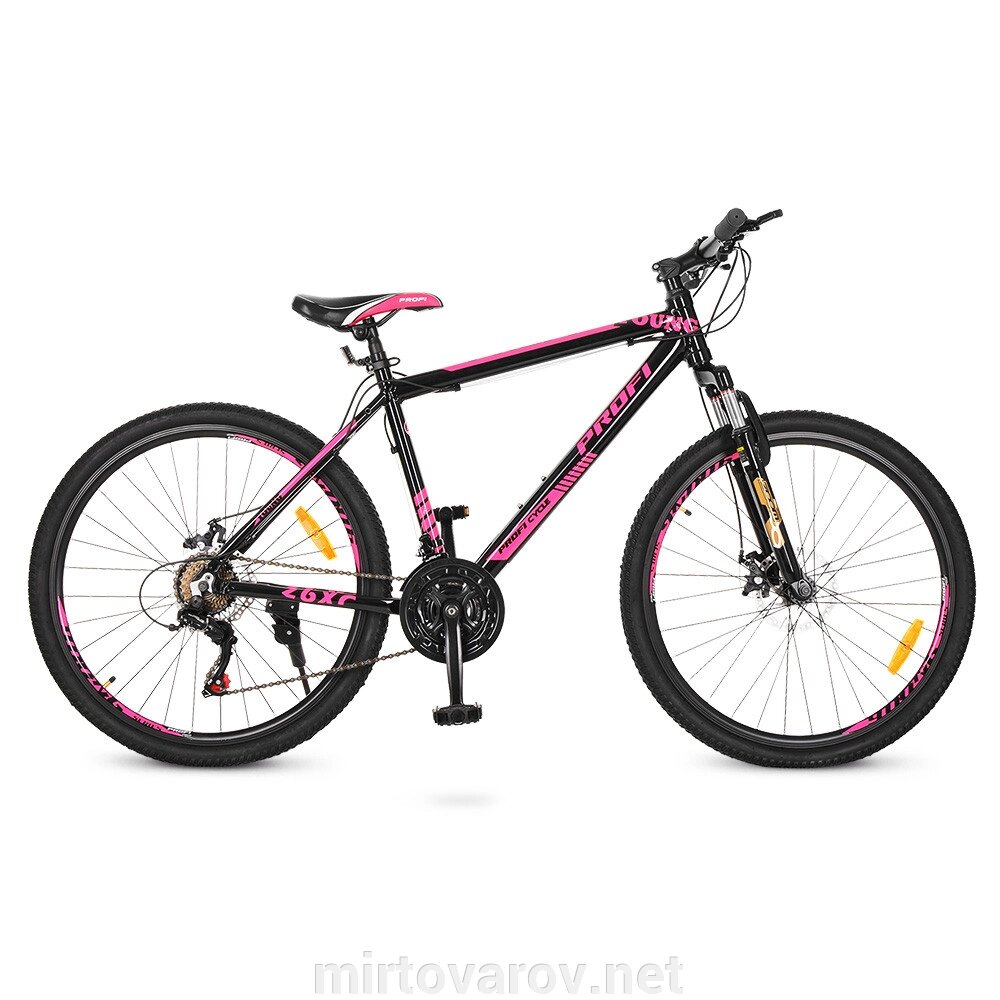 Спортивний велосипед PROFI 26 дюймів G26YOUNG A26.4 чорно-рожевий від компанії Мір товарів - фото 1
