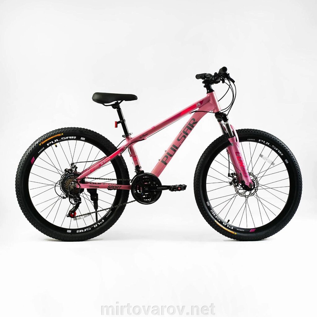 Спортивний жіночий алюмінієвий велосипед CORSO "PULSAR" 26 дюймів PL-26550 обладнання Shimano 21 швидкість від компанії Мір товарів - фото 1
