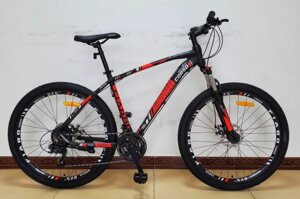Спортивний алюмінієвий велосипед MTB Corso 13658 FIARO колеса 27.5 дюймів / Shimano 21 швидкість чорно-червоний