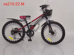 Спортивний підлітковий магнієвий велосипед HAMMER VA210 колеса 22 дюйма / 6 швидкостей / чорно-червоний