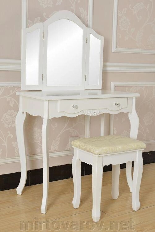 Стіл косметичний трюмо стіл туалетний з табуреткою і дзеркалом косметичний стіл з пуфом та дзеркалом WHY-22 від компанії Мір товарів - фото 1