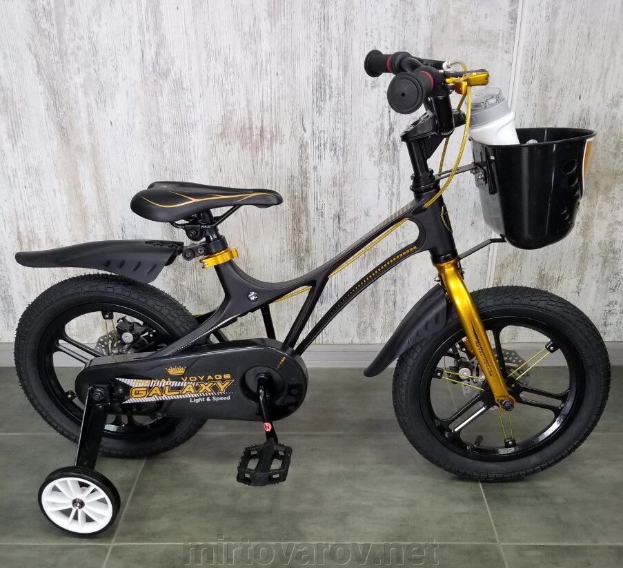 Велосипед дитячий двоколісний 14-GALAXY Black колеса 14 дюймів дискові гальма рама магній чорний від компанії Мір товарів - фото 1