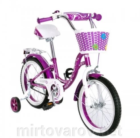 Велосипед дитячий двоколісний для дівчинки SW-17017-16 колеса 16 дюймів з кошиком / фіолетовий від компанії Мір товарів - фото 1