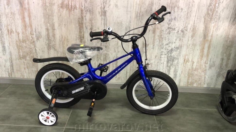 Велосипед дитячий двоколісний Lenjoy 14 дюймів магнієва рама синій від компанії Мір товарів - фото 1