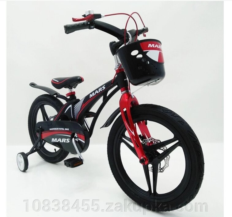 Велосипед дитячий двоколісний MARS-18 Black чорний дискові гальма колеса 18 дюймів від компанії Мір товарів - фото 1