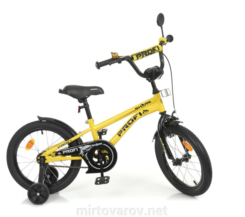 Велосипед дитячий двоколісний PROFI Y16214-1 Shark 16 дюймів жовтий** від компанії Мір товарів - фото 1