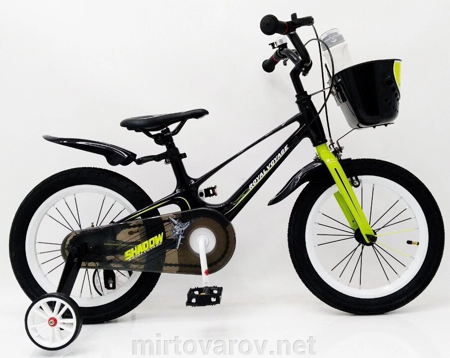 Велосипед дитячий двоколісний ROYAL VOYAGE 16-SHADOW колеса 16 дюймів Магнієва рама чорно-салатовий від компанії Мір товарів - фото 1