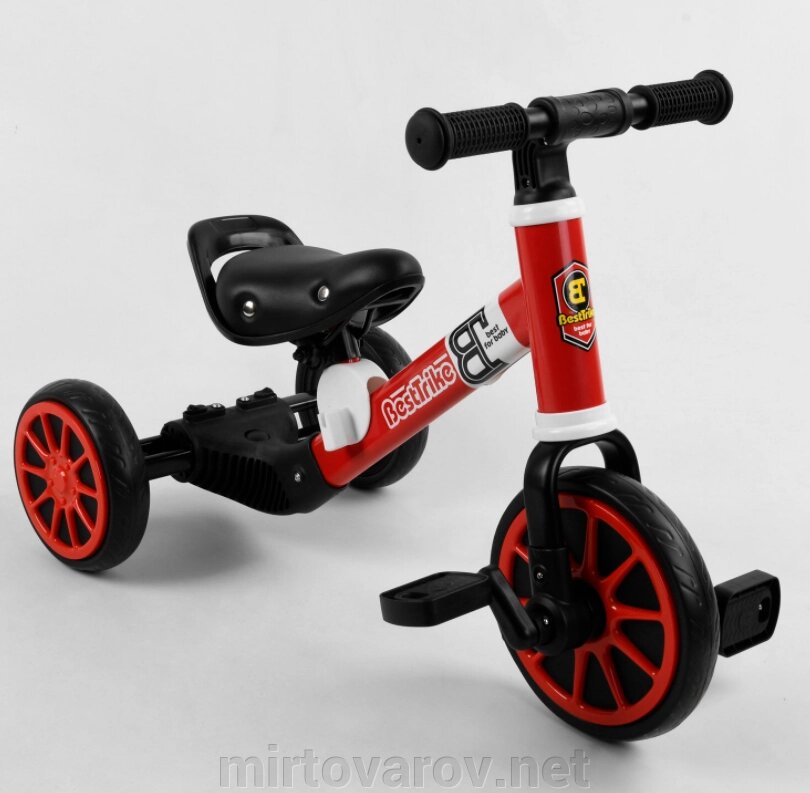 Велосипед дитячий триколісний 2в1 + велобіг від Best Trike 36617 на піно колесах EVA для хлопчика дівчинки червоний від компанії Мір товарів - фото 1