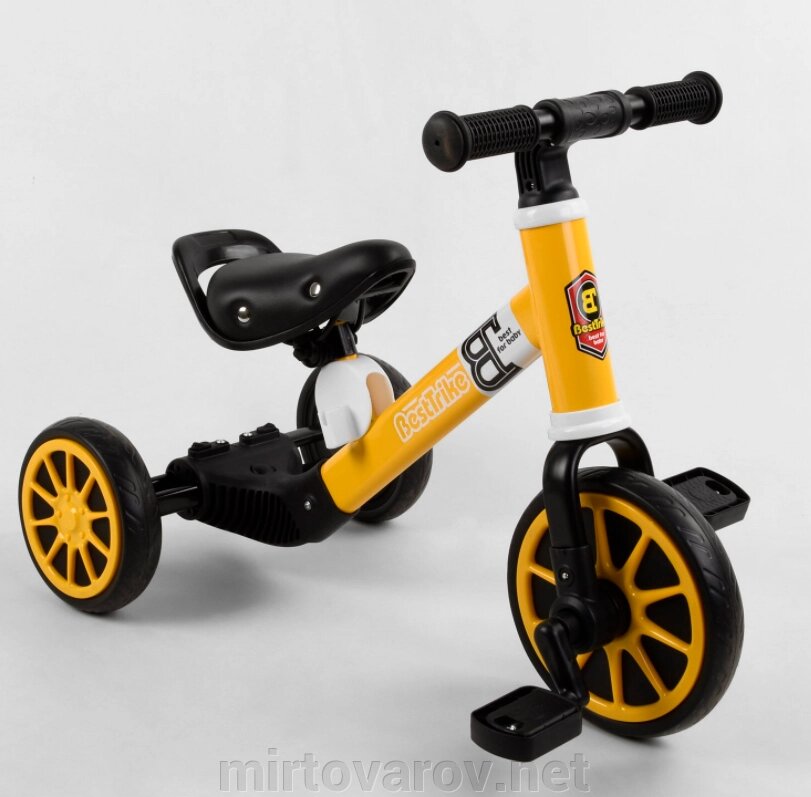 Велосипед дитячий триколісний 2в1 + велобіг від Best Trike 71616 на піно колесах EVA для хлопчика дівчинки жовтий від компанії Мір товарів - фото 1