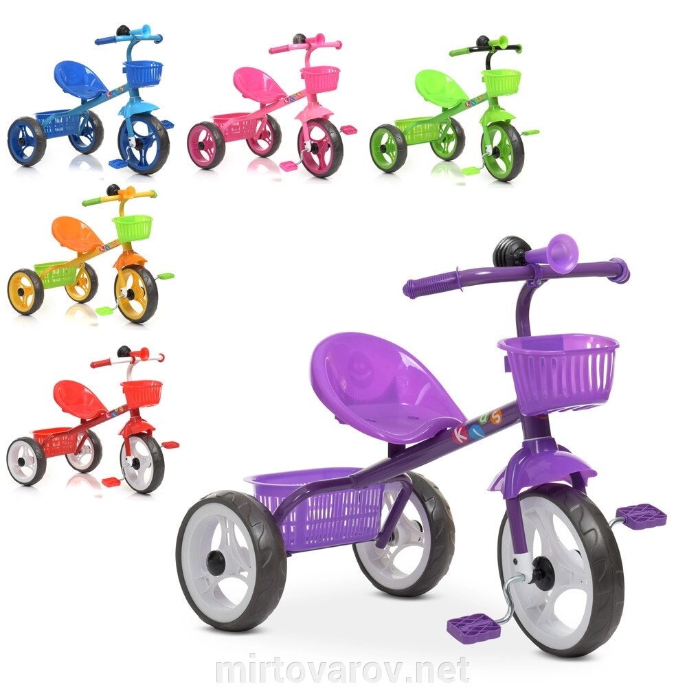 Велосипед дитячий триколісний PROFI TRIKE M 4549B з педалями (кошик спереду і ззаду). 6 кольорів** від компанії Мір товарів - фото 1