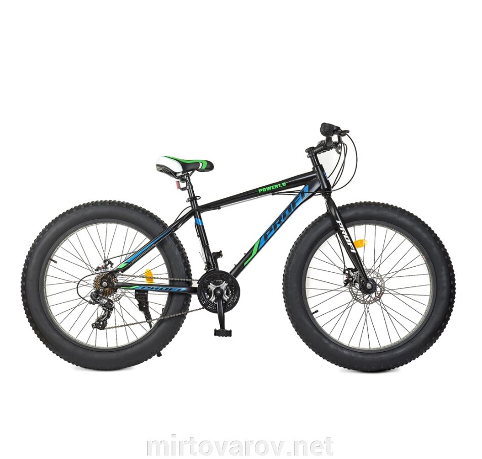 Велосипед Фетбайк EB26POWER 1.0 S26.5 колеса 26 дюймів / SHIMANO / чорно-блакитний ** від компанії Мір товарів - фото 1