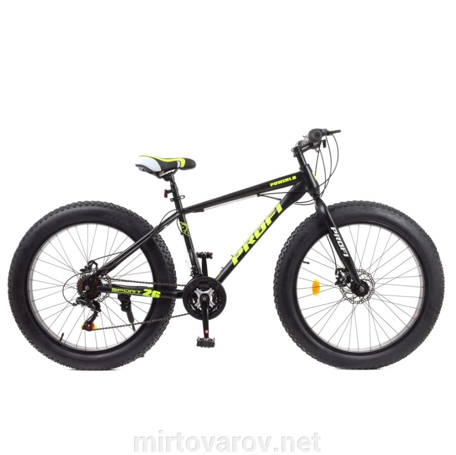 Велосипед Фетбайк EB26POWER 1.0 S26.6 колеса 26 дюймів / SHIMANO / чорно-салатовий ** від компанії Мір товарів - фото 1