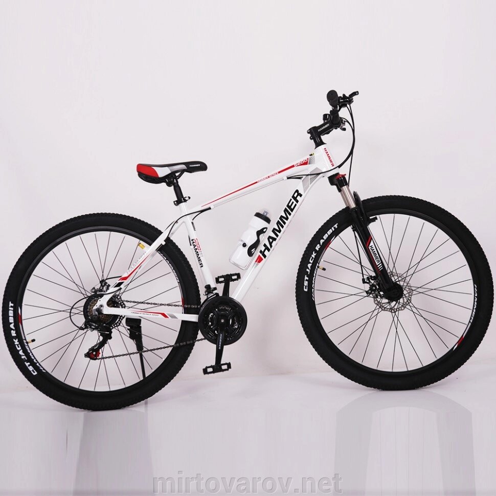 Велосипед гірський спортивний S200 HAMMER колеса 29 дюймів рама алюміній біло-червоний від компанії Мір товарів - фото 1