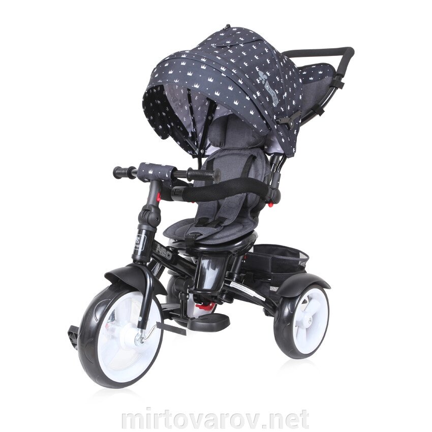 Велосипед-коляска дитячий триколісний Lorelli (Bertoni) Neo Black Crowns чорний від компанії Мір товарів - фото 1