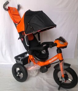 Велосипед коляска триколісна Best Trike 3390/15-977 на надувних колесах / є ФАРА з USB / помаранчева