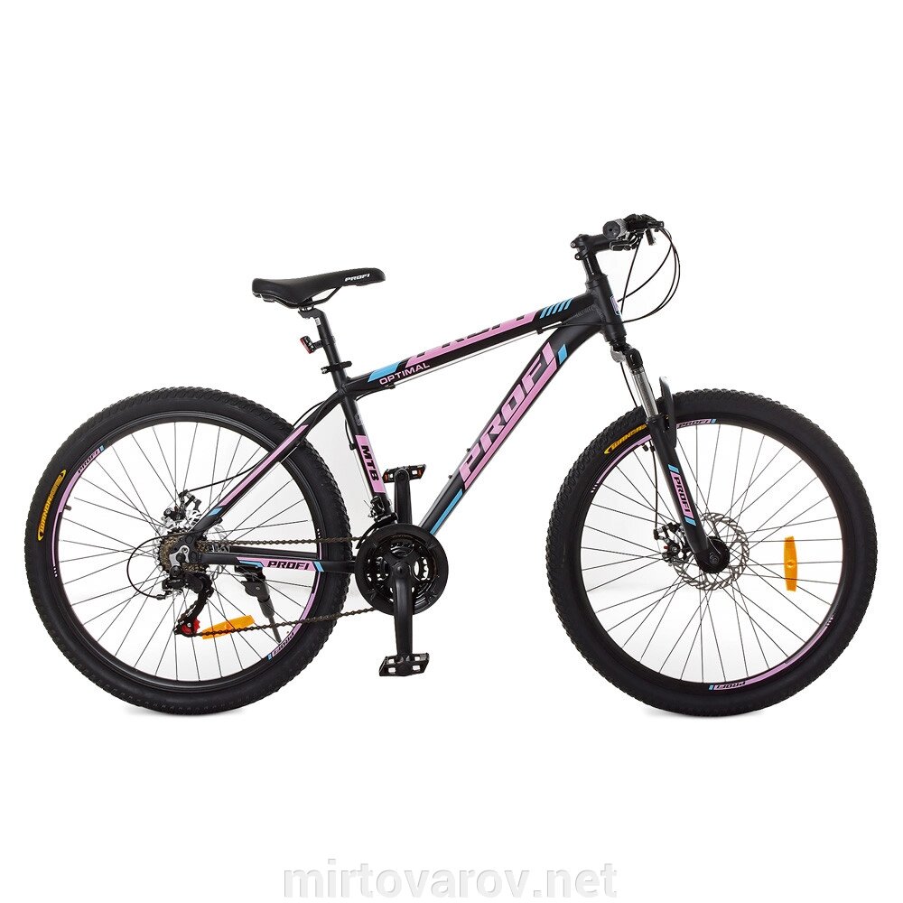 Велосипед спортивний алюмінієвий PROFI 26 дюймів G26OPTIMAL A26.2 SHIMANO чорний (матовий)-рожевий** від компанії Мір товарів - фото 1