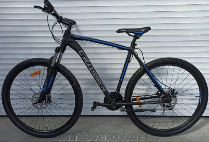 Велосипед спортивний гірський Crosser Inspiron 29 колеса 29 дюймів рама алюміній 21" чорно-синій від компанії Мір товарів - фото 1