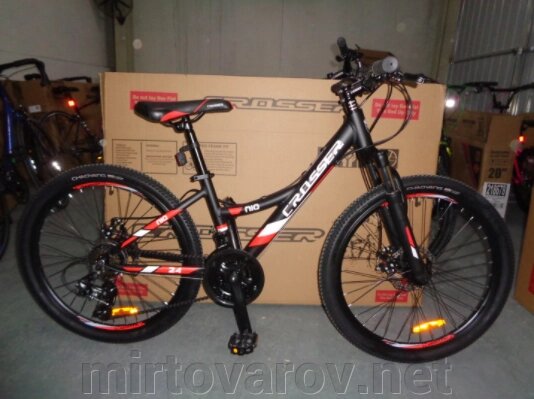 Велосипед спортивний гірський Crosser Nio Stels 24 колеса 24 дюйма рама алюміній 12" чорно-червоний від компанії Мір товарів - фото 1