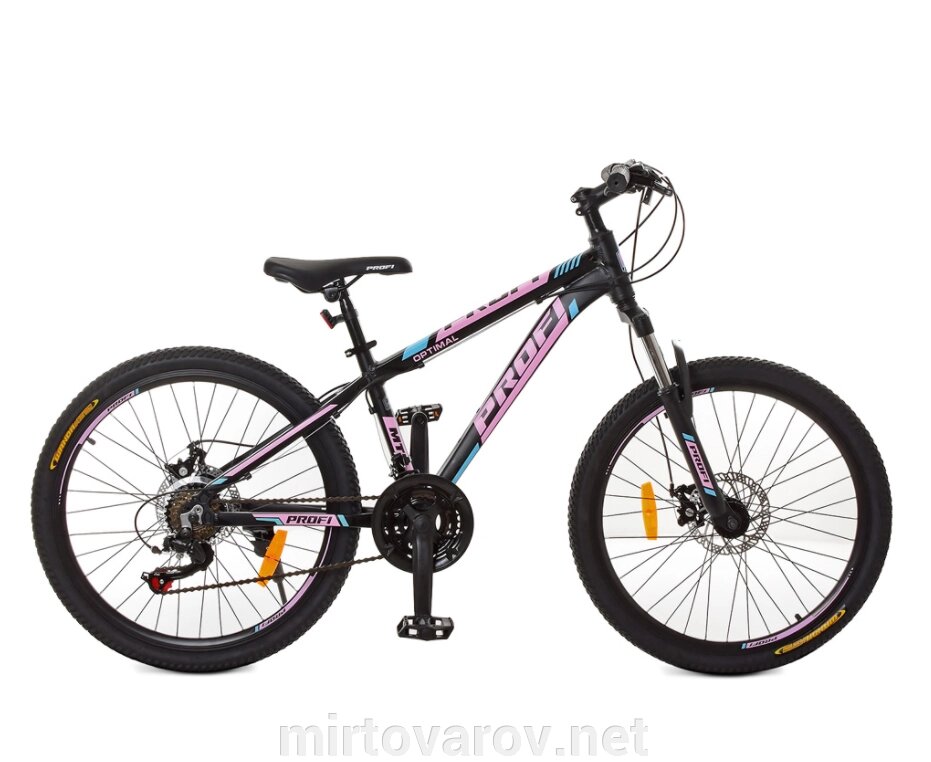 Велосипед спортивний PROFI 24 дюймів G24OPTIMAL A24.2 чорний (мат)-рожевий** від компанії Мір товарів - фото 1